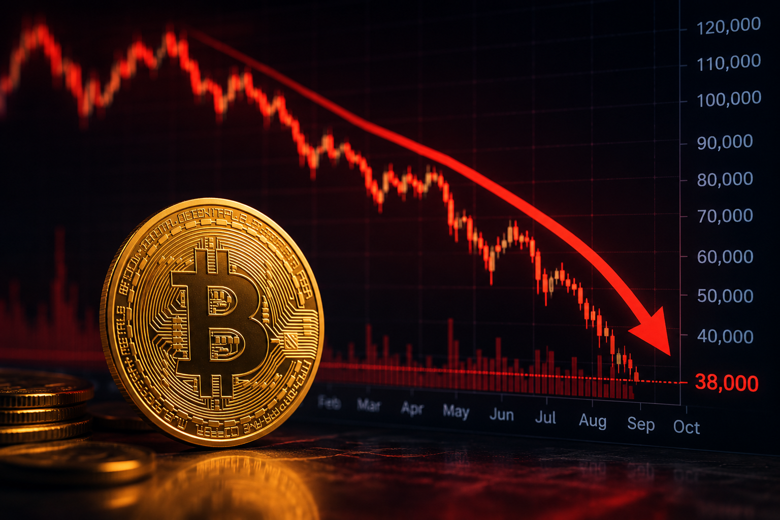 احتمال افت بیت کوین تا محدوده ۳۸ هزار دلاری