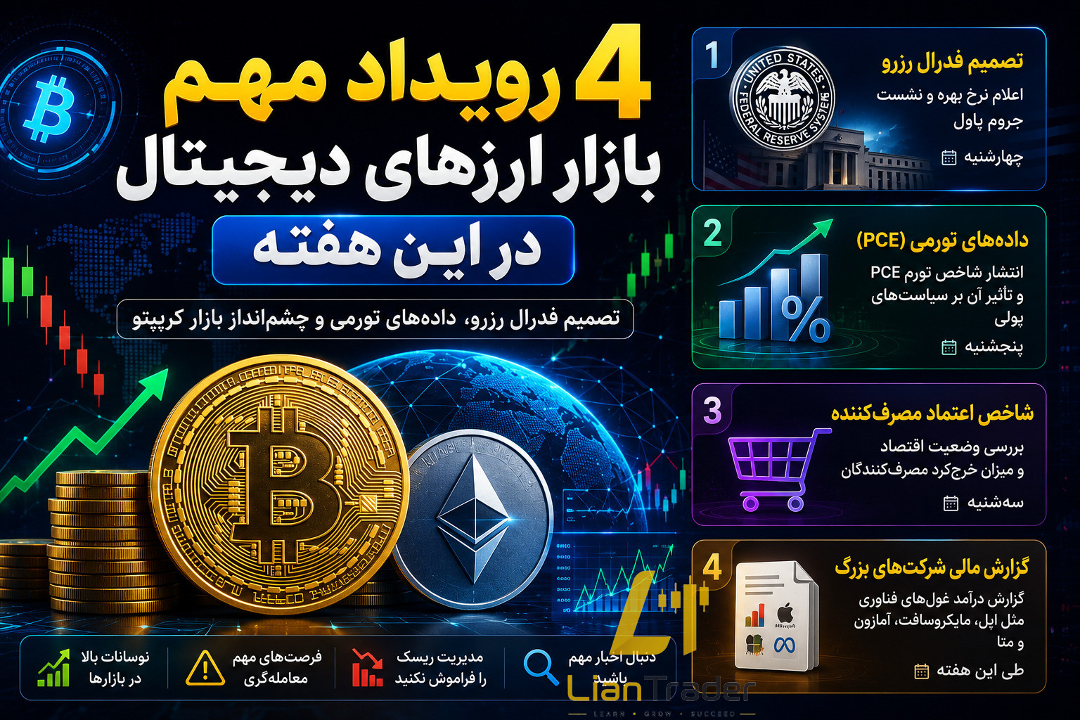 ۴ رویداد مهم بازار ارزهای دیجیتال در این هفته