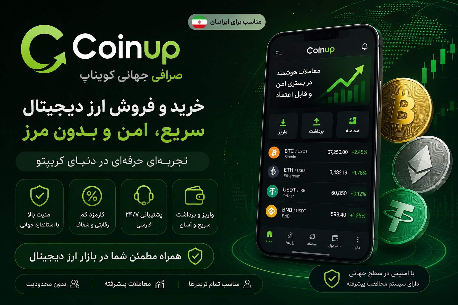ثبت نام و دانلود صرافی CoinUp برای ایرانیان