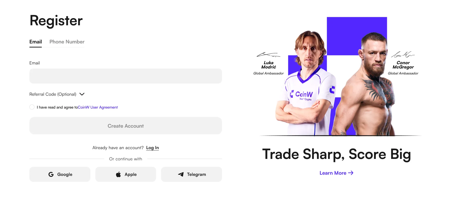 ثبت نام در صرافی Coinw