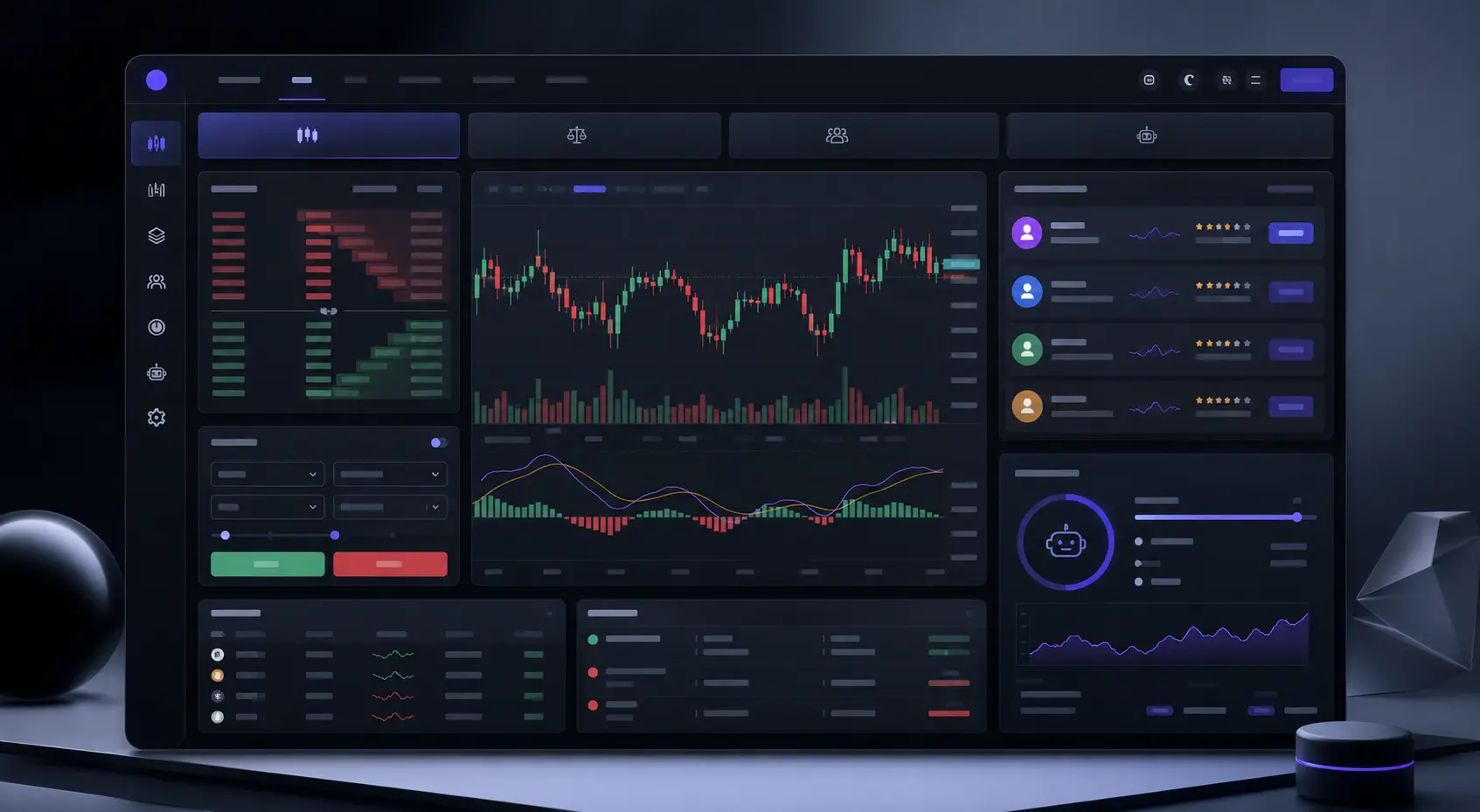 Toobit trading features including spot, futures, copy trading and trading bots