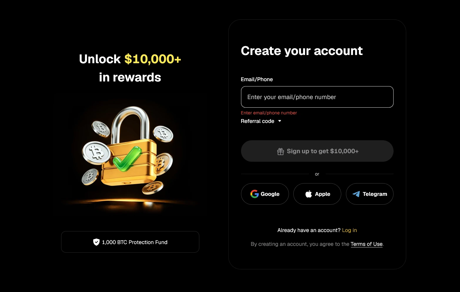 Sing Up Weex Exchange